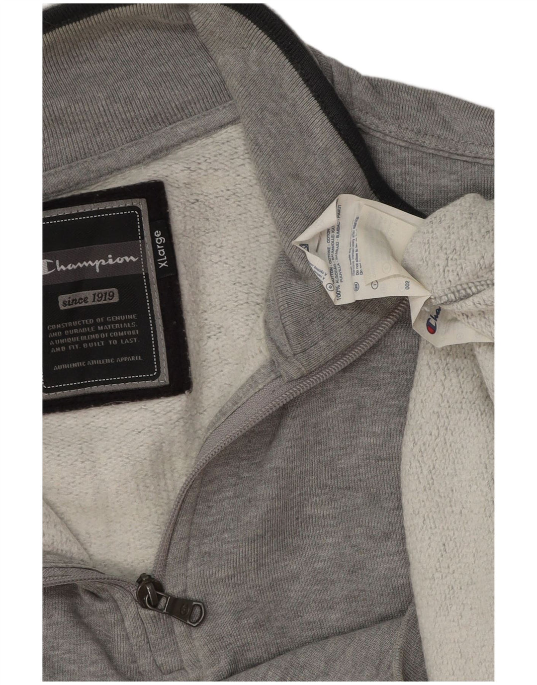 CHAMPION Sudadera con cuello y cremallera gráfica para hombre Jumper XL Algodón gris