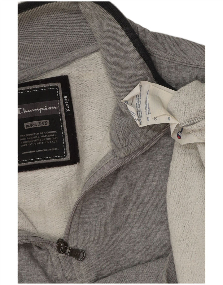 CHAMPION Sudadera con cuello y cremallera gráfica para hombre Jumper XL Algodón gris