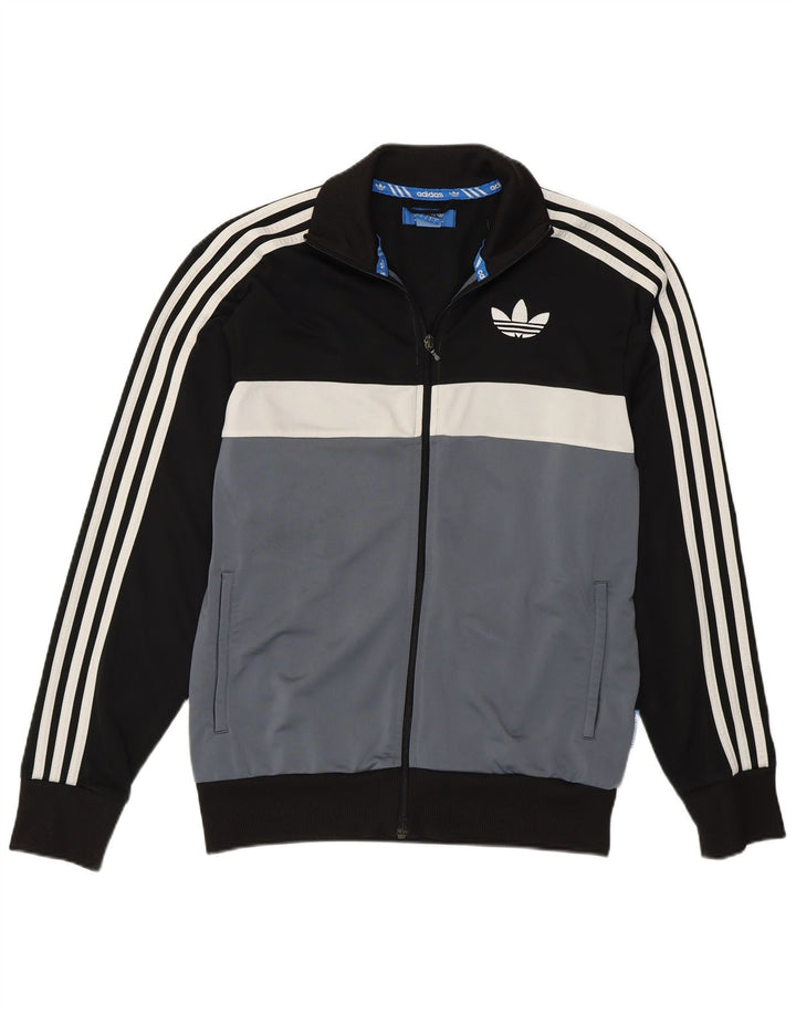 Adidas Hombre Chándal Top Chaqueta Pequeña Negro Colorblock Poliéster