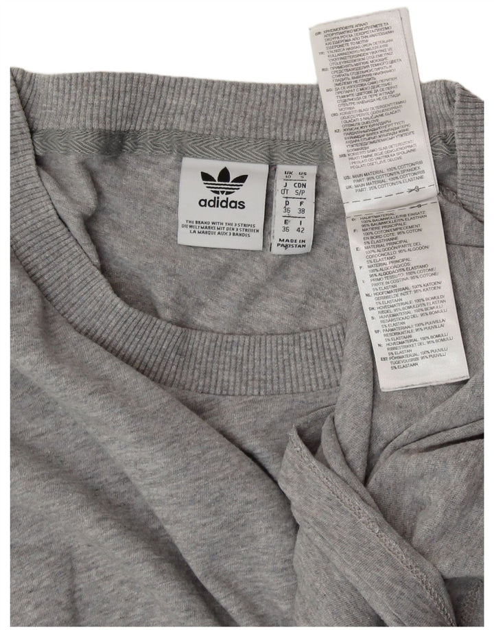ADIDAS Camiseta extragrande para mujer Top UK 10 Small Grey Cotton