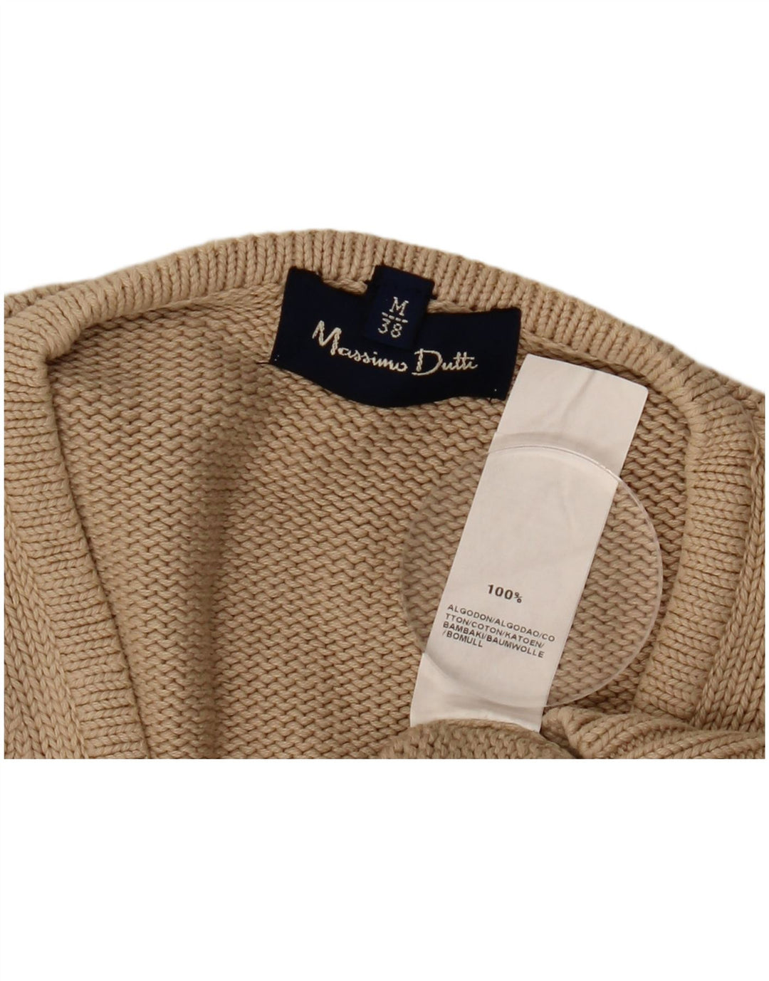 MASSIMO DUTTI Jersey con Cuello en V para Hombre EU 38 Algodón Beige Medio