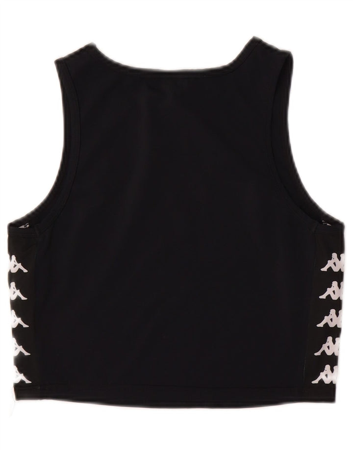 Kappa Top sin mangas con gráfico corto para mujer UK 12 Medium Black