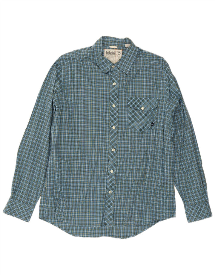 Camisa Timberland Hombre Grande A Cuadros Azul Algodón