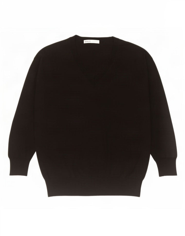 Zara Jersey oversize con cuello en V para mujer UK 10 Small Poliéster negro