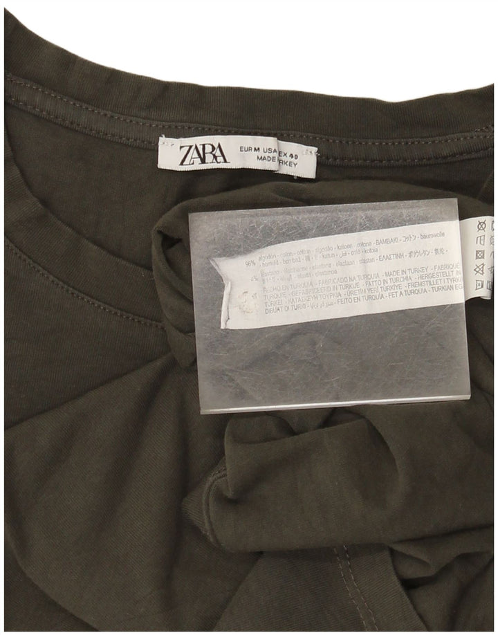 Zara Hombre Camiseta Top Algodón Marrón Medio