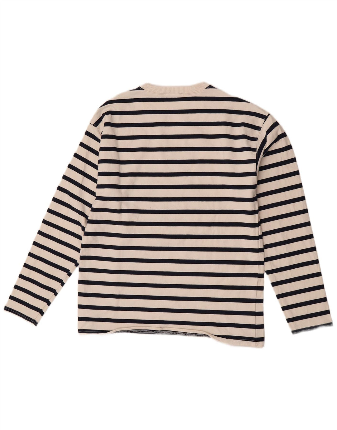 Zara Mujer Top Manga Larga UK 42 Mediano Rayas Blancas