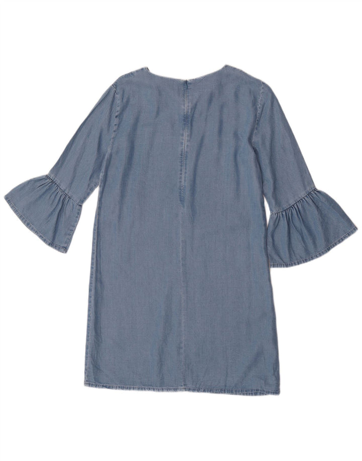 Zara Vestido recto de manga 3/4 para mujer UK 10 Small Blue Lyocell