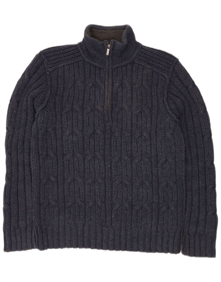 Jersey tipo jersey con cremallera en el cuello para hombre de Fat Face Lana de cordero azul marino medio