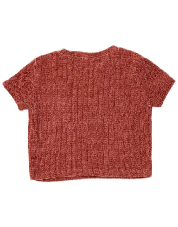 Zara Mujer Trafaluc Crop Velour Camiseta Top UK 12 Medio Rojo Poliéster