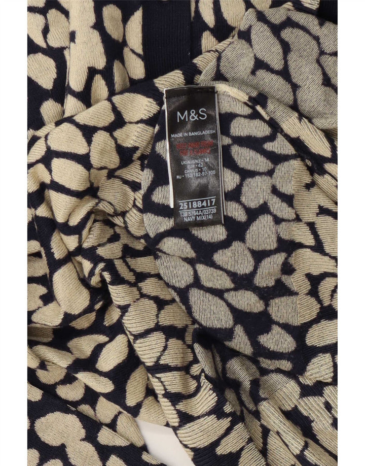 Marks & Spencer Suéter Cárdigan para Mujer UK 40 Mediano Negro Geométrico