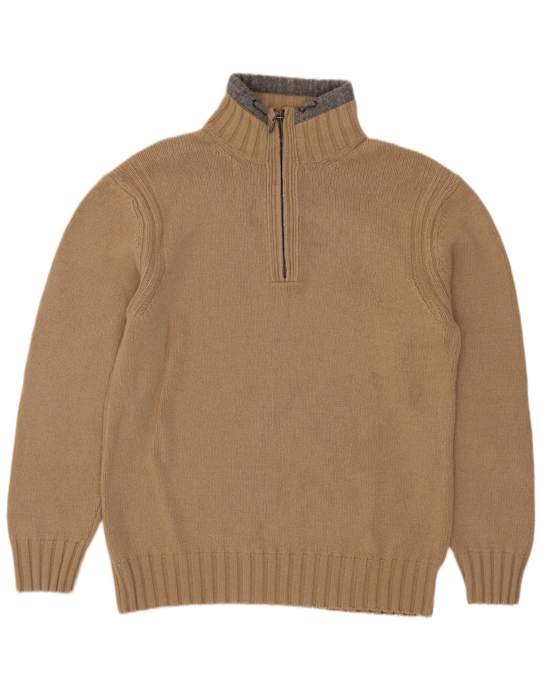 Marlboro Classics - Jersey con cuello y cremallera para hombre, color beige medio