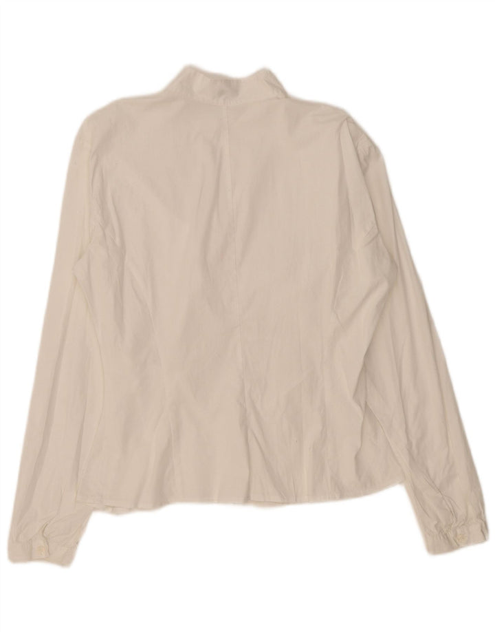 BENETTON Blusa camisera para mujer UK 44 Mediana Blanco