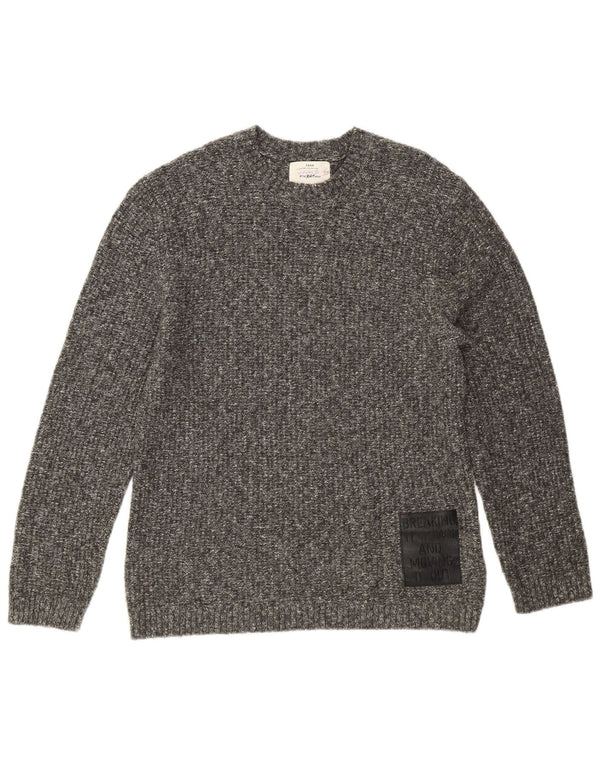 Zara Jersey con Cuello Redondo para Niños 11-12 Años Algodón Moteado Gris