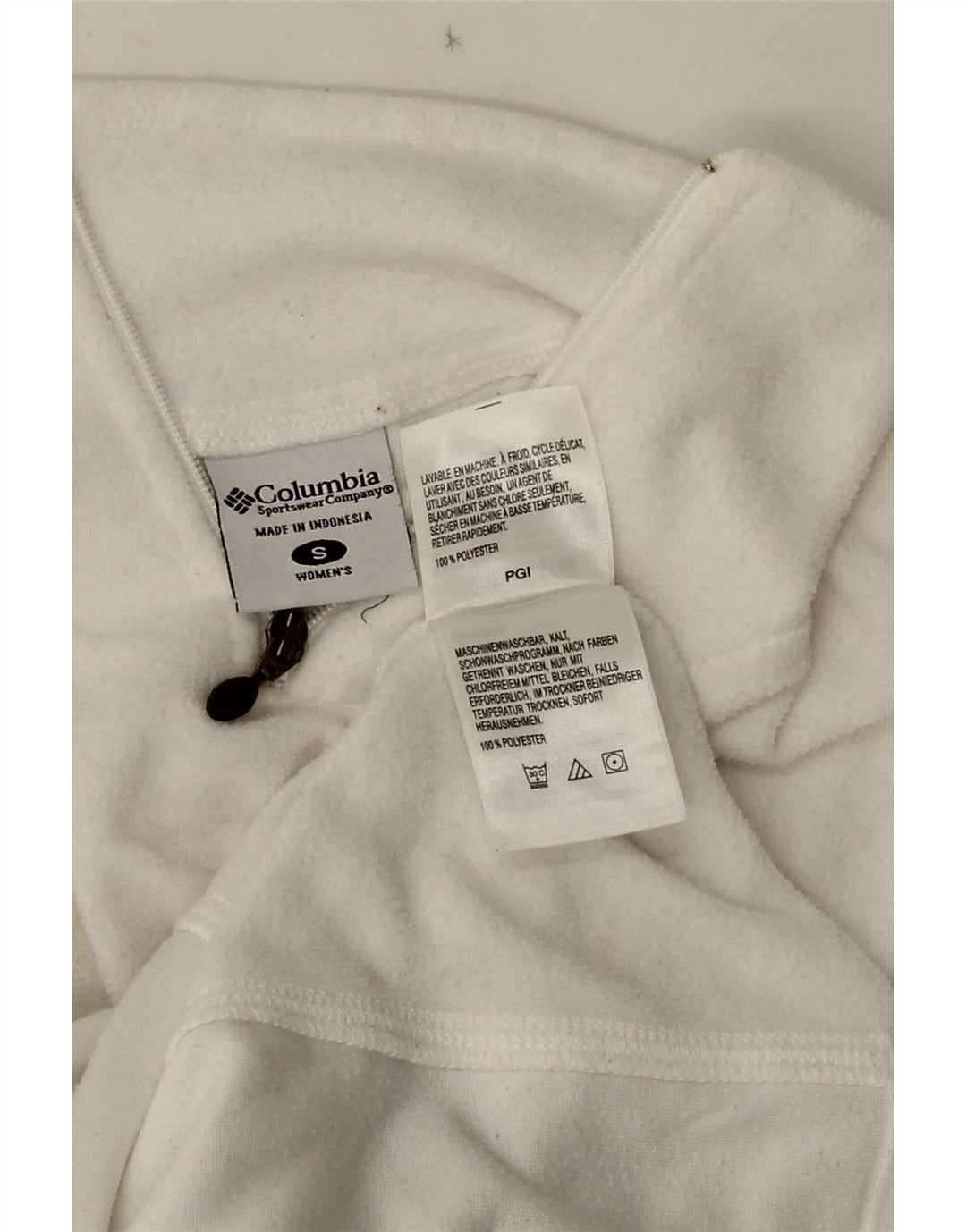 Columbia Jersey de forro polar con cuello y cremallera para mujer UK 10 Small Poliéster blanco