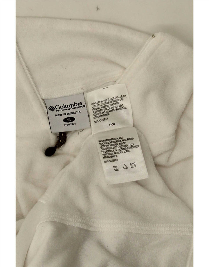 Columbia Jersey de forro polar con cuello y cremallera para mujer UK 10 Small Poliéster blanco