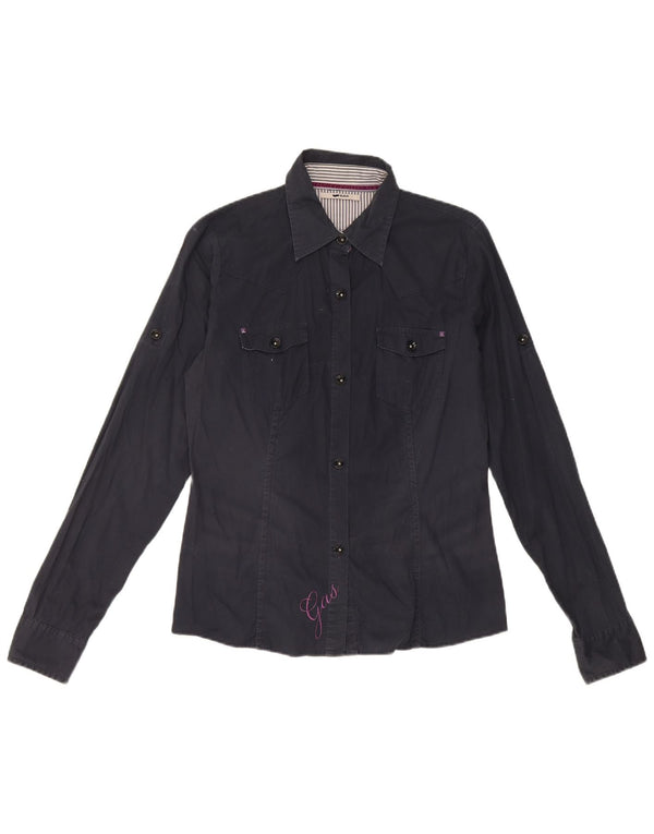 Camisa Gas Mujer UK 40 Mediana Azul Marino Algodón