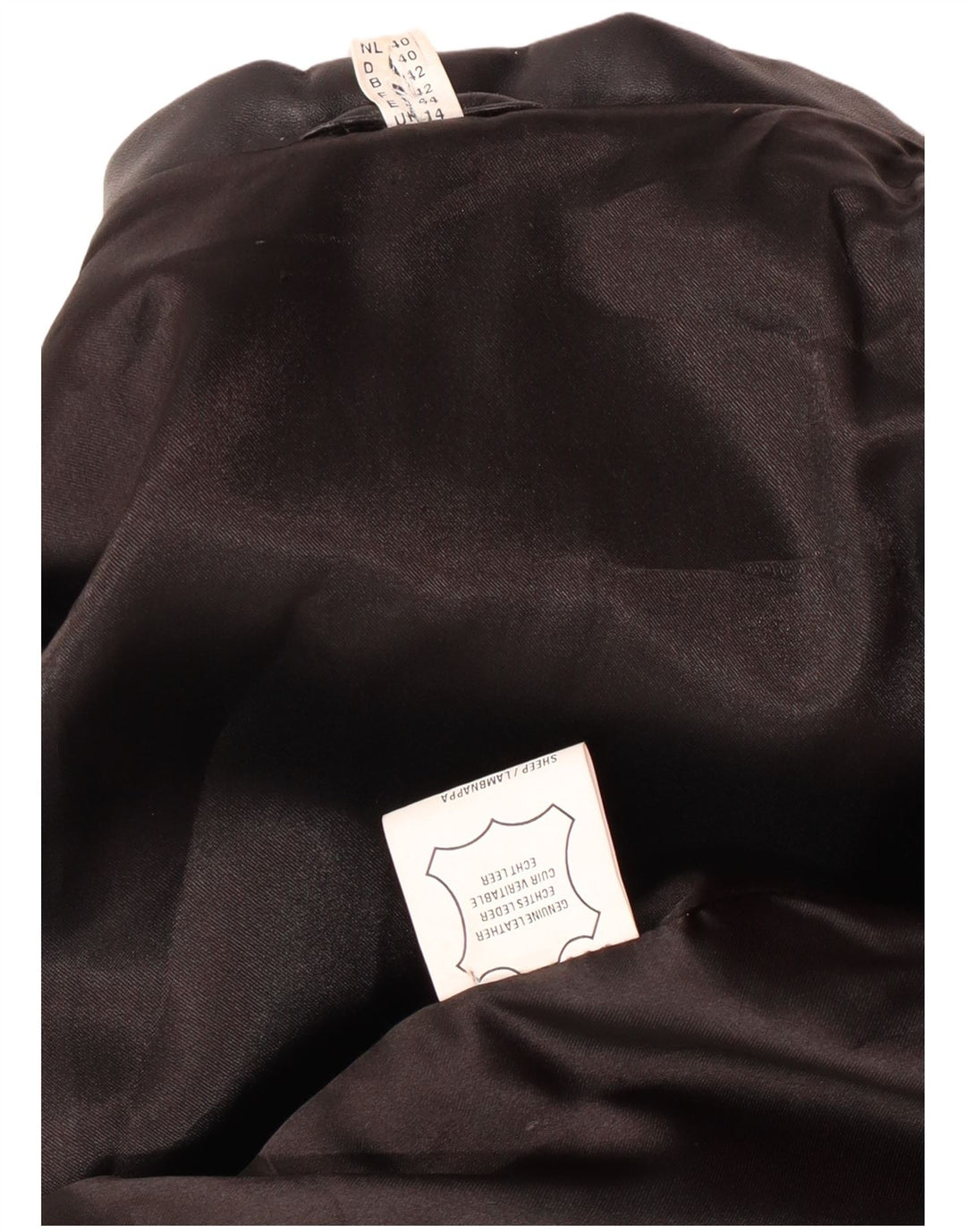 Vintage mujer cuero abrigo Reino Unido 14 cuero negro medio