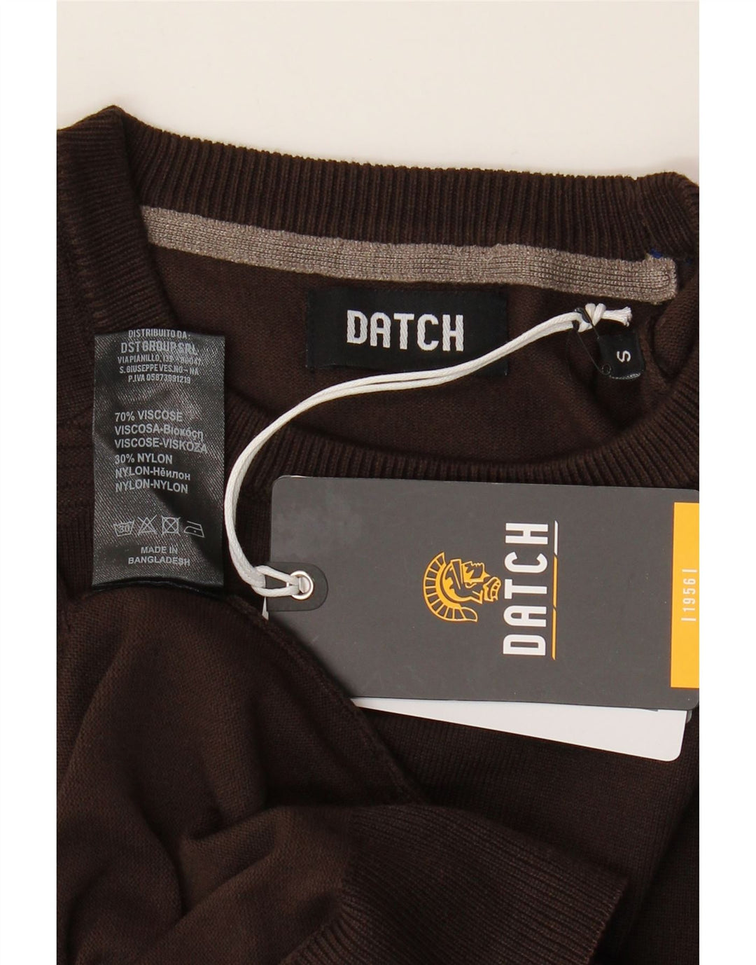 DATCH Jersey de cuello redondo para hombre, talla pequeña, viscosa marrón
