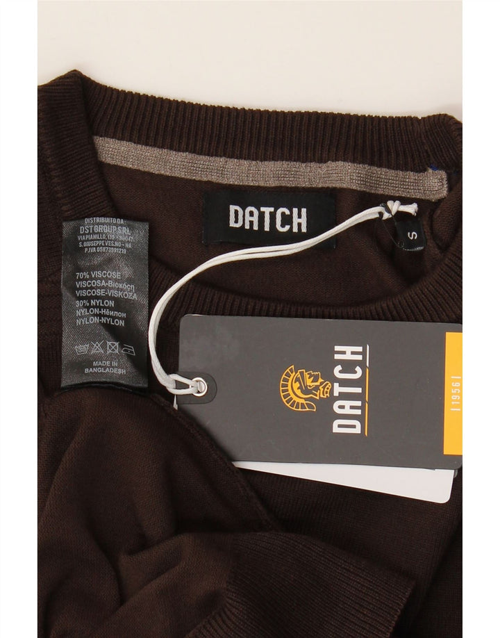 DATCH Jersey de cuello redondo para hombre, talla pequeña, viscosa marrón