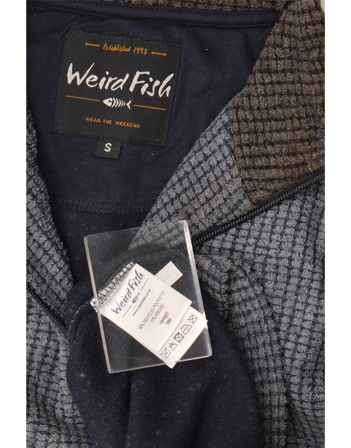 Weird Fish Jersey de forro polar con cuello y cremallera para hombre pequeño poliéster azul marino