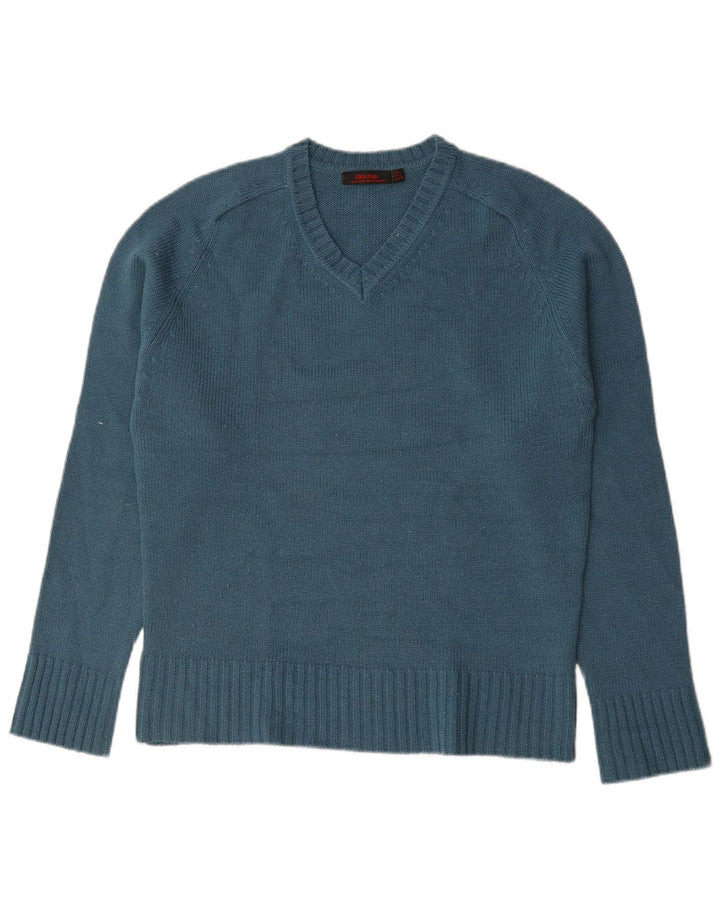 Zara Hombre Jersey Con Cuello En V Jersey Grande Acrílico Azul
