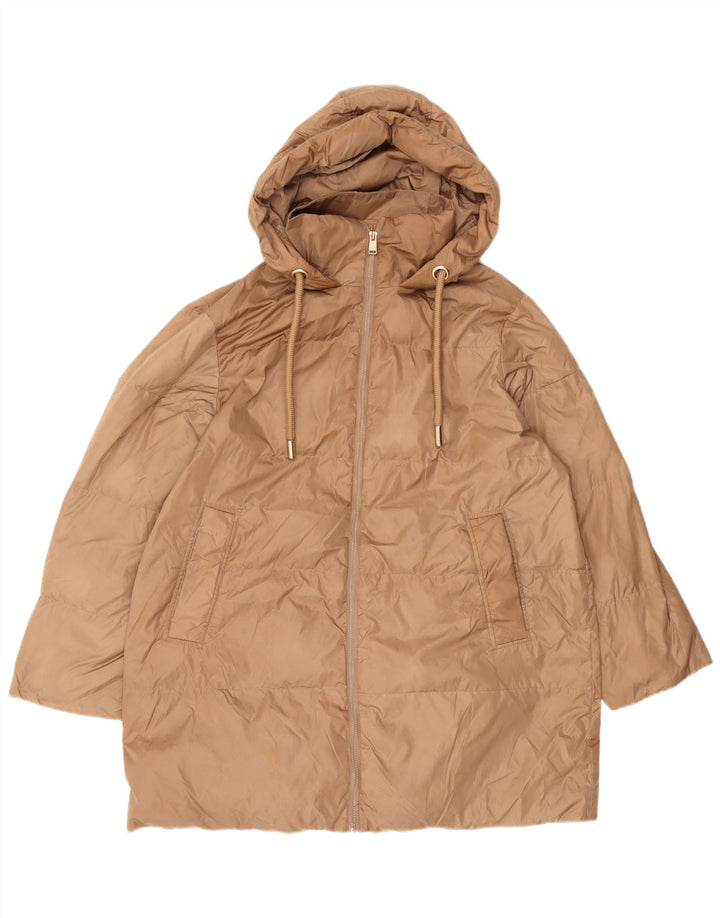 Zara Mujer Abrigo Acolchado Extragrande Con Capucha UK 10 Small Beige