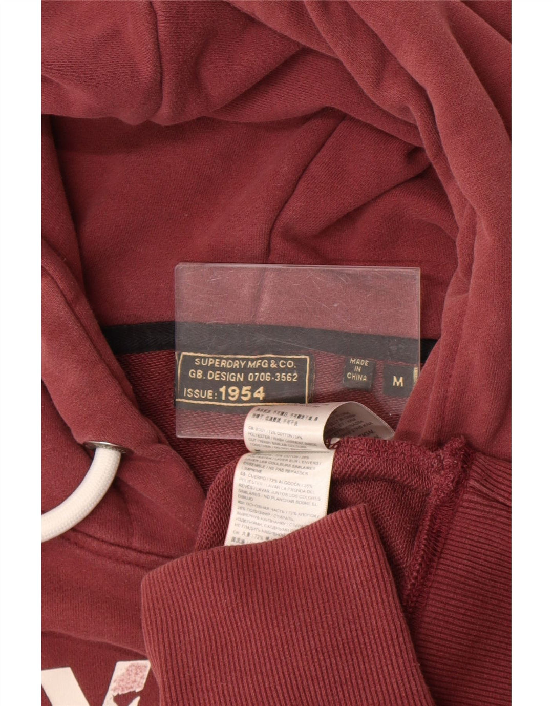 Superdry Jersey con capucha gráfica de algodón en color burdeos medio