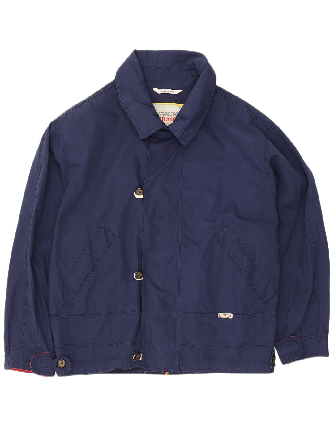 Vintage hombres bomber chaqueta Reino Unido 38 medio azul marino poliéster