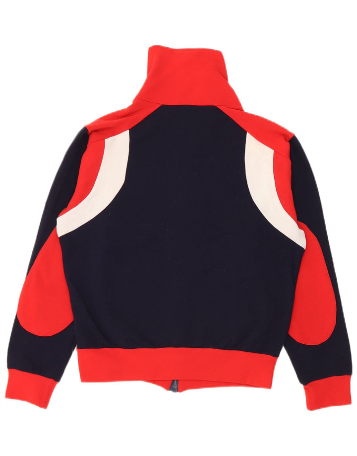 Vintage hombres chándal top chaqueta 2XS azul marino colorblock poliamida