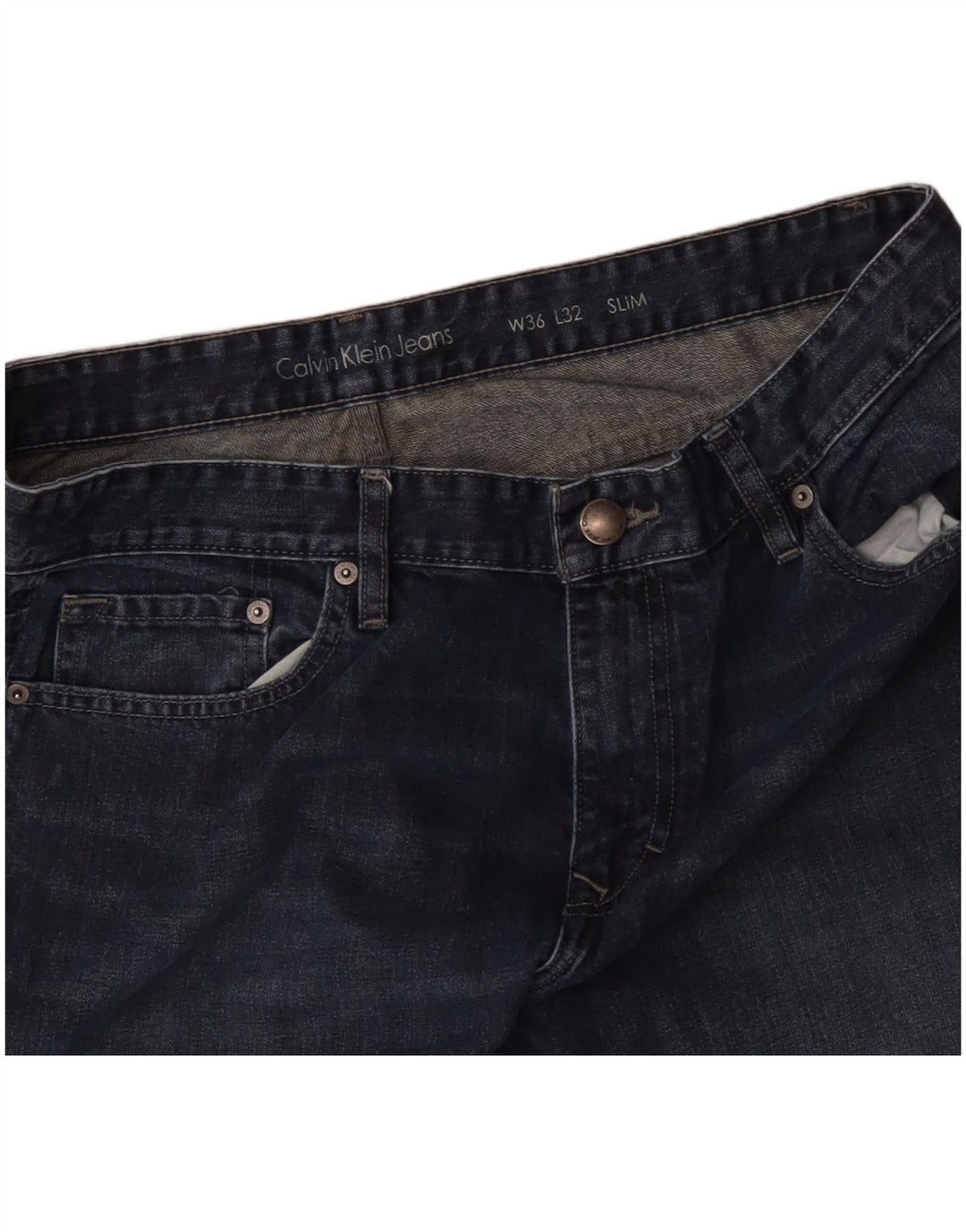 CALVIN KLEIN Vaqueros ajustados para hombre W36 L32 Algodón azul