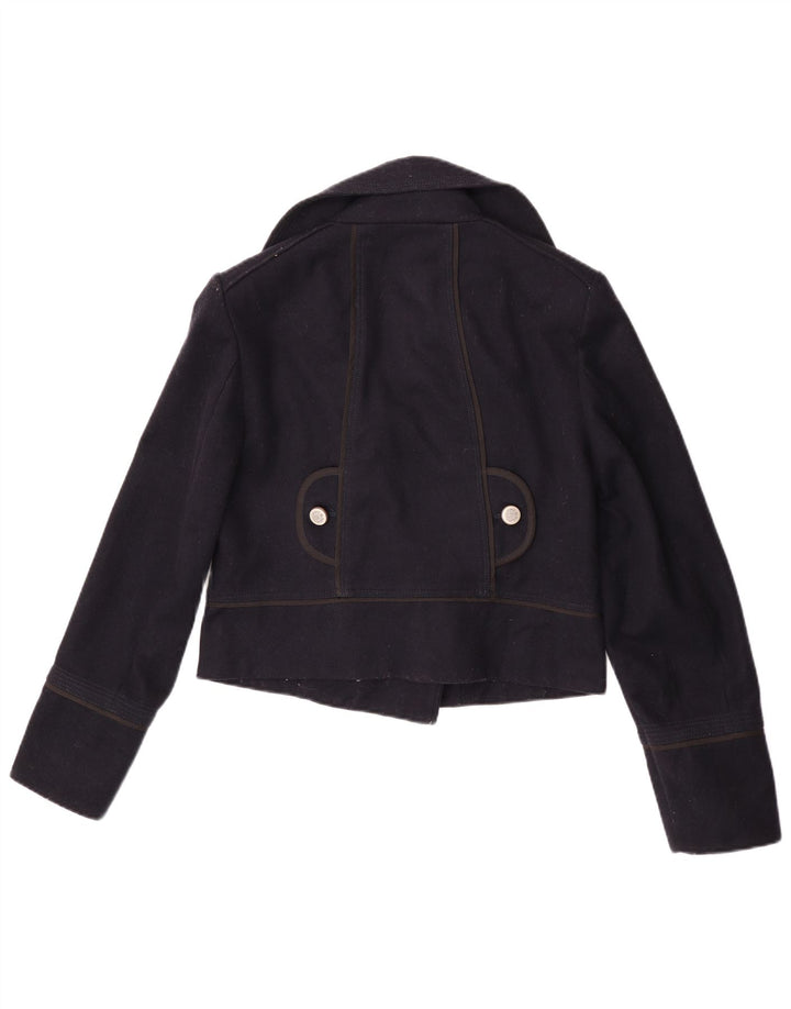 Zara Mujer Crop Pea Coat Reino Unido 44 Grande Azul Marino