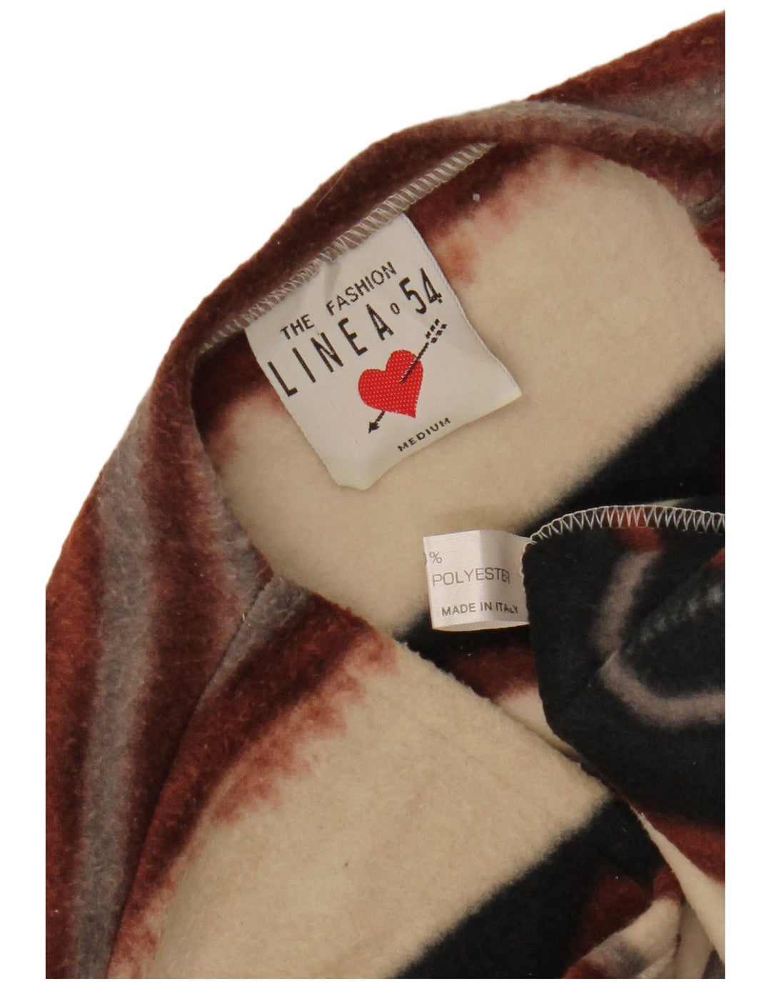 VINTAGE Mujer Duffle Fleece Gilet Reino Unido 14 Rayas multicolores medianas