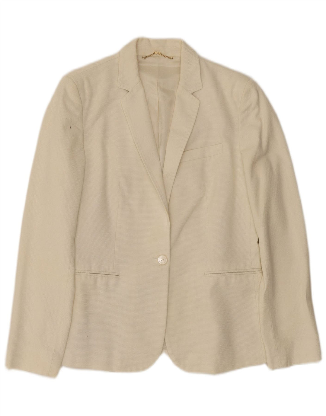 Massimo Dutti Chaqueta Blazer De 1 Botón Mujer EU 40 Mediana Blanco Roto Algodón