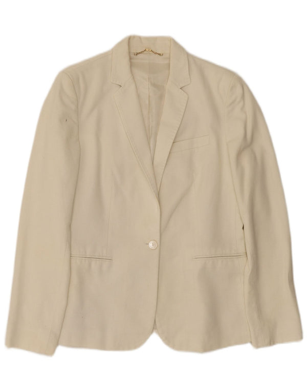 Massimo Dutti Chaqueta Blazer De 1 Botón Mujer EU 40 Mediana Blanco Roto Algodón