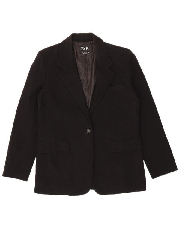 Zara Chaqueta Blazer Extragrande con 1 Botón para Mujer UK 10 Small Poliéster Negro