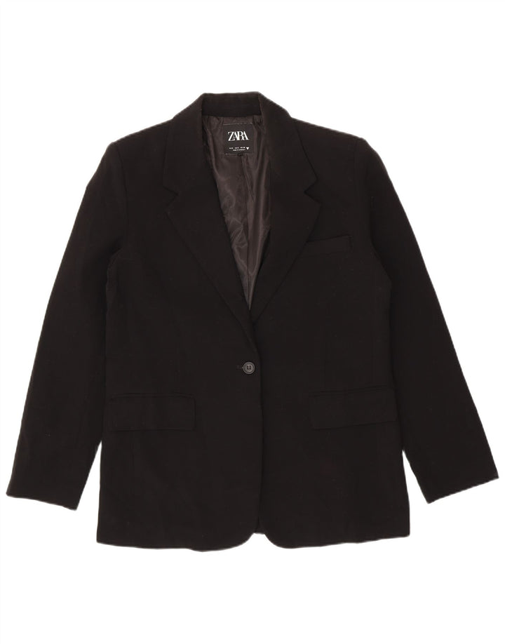 Zara Chaqueta Blazer Extragrande con 1 Botón para Mujer UK 10 Small Poliéster Negro