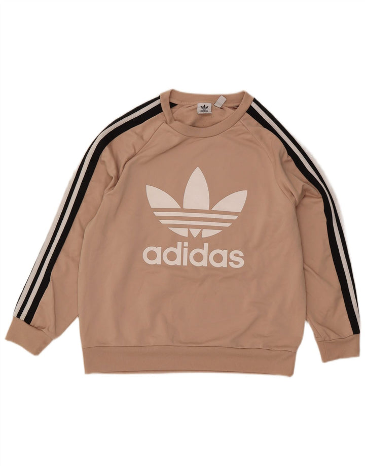 Adidas - Sudadera gráfica para mujer, talla 40, poliéster beige grande