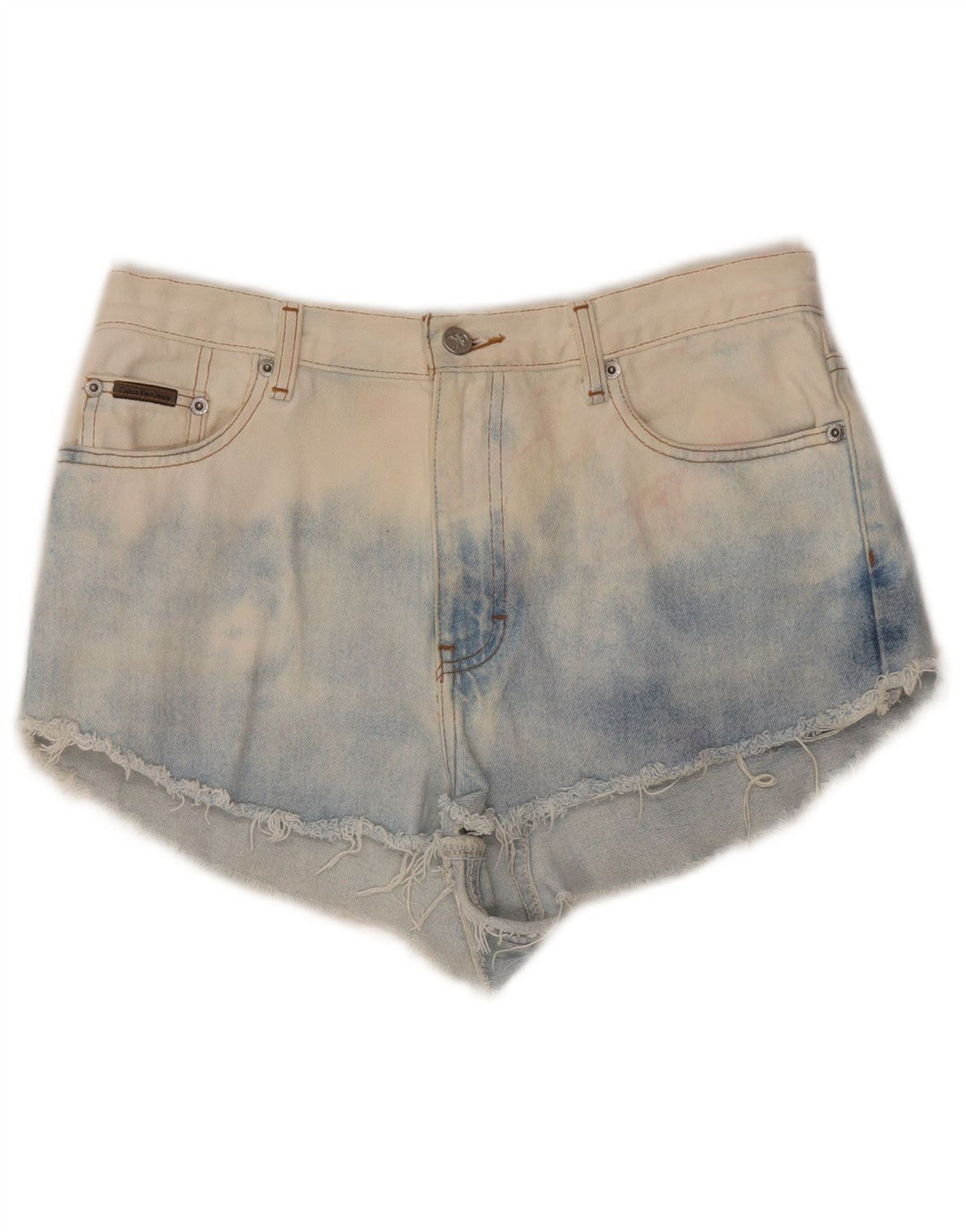 CALVIN KLEIN Pantalones cortos de mezclilla para mujer US 10 Grande W32 Azul Tie Dye Algodón