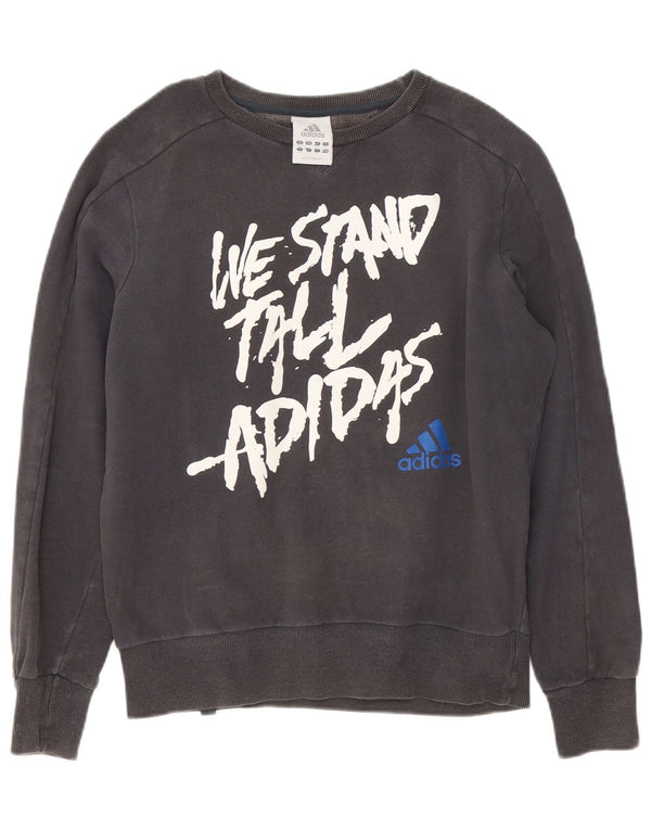 Adidas - Sudadera gráfica para hombre, talla 38/40, algodón gris medio