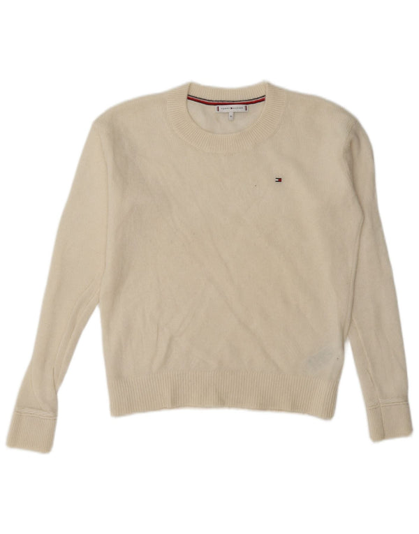 Tommy Hilfiger Suéter extragrande con cuello redondo para mujer UK 6 XS Off White