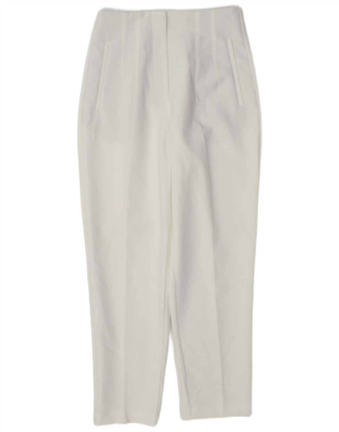 Zara Mujer Pantalón De Traje Tapered Mediano W28 L27 Poliéster Blanco