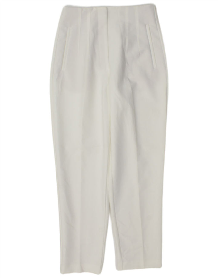 Zara Mujer Pantalón De Traje Tapered Mediano W28 L27 Poliéster Blanco