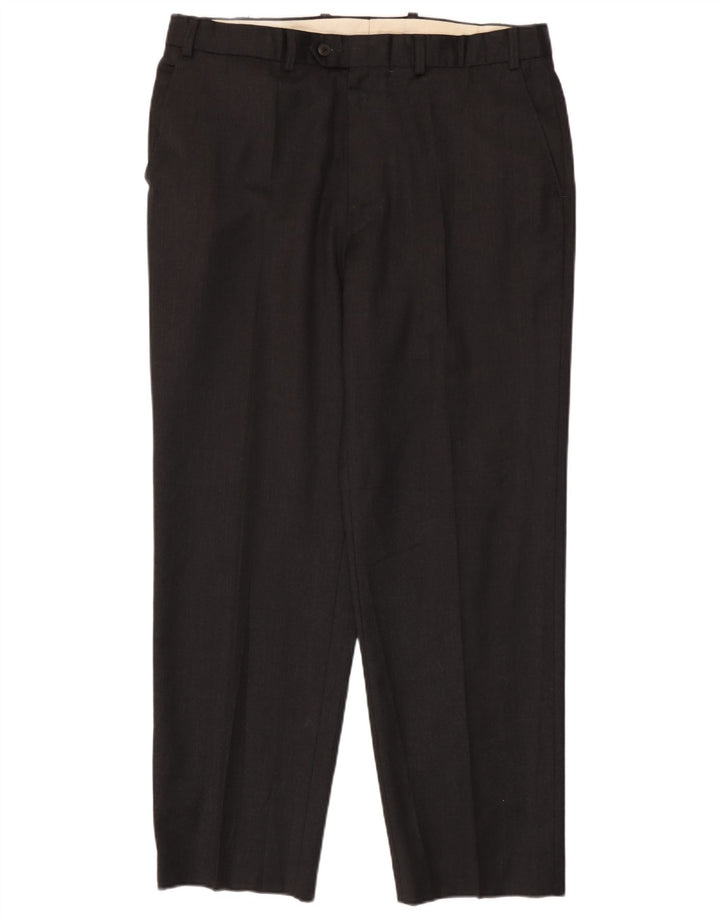 Marks & Spencer Pantalón de traje recto para hombre W38 L31 Lana negra