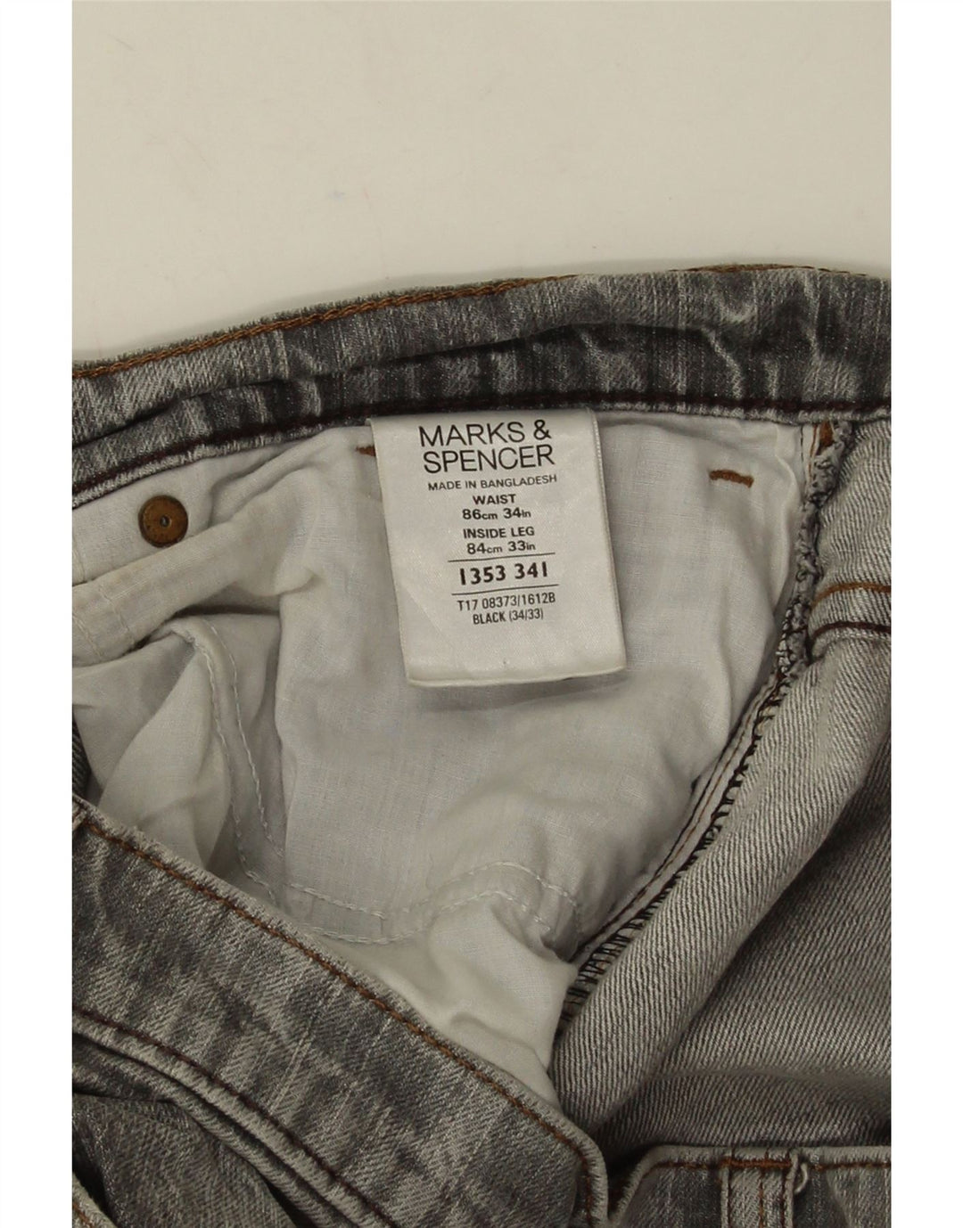 Marks & Spencer Vaqueros rectos para hombre W34 L33 Algodón gris
