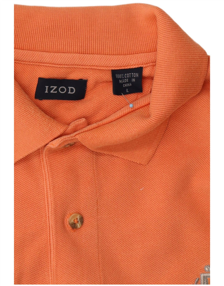 IZOD Polo para hombre grande de algodón naranja