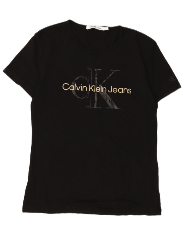CALVIN KLEIN JEANS Camiseta gráfica para mujer Top UK 40 Grande Negro