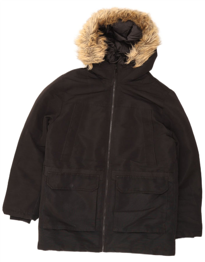 Jack & Jones Chaqueta parka con capucha para hombre UK 40 Large Poliéster negro