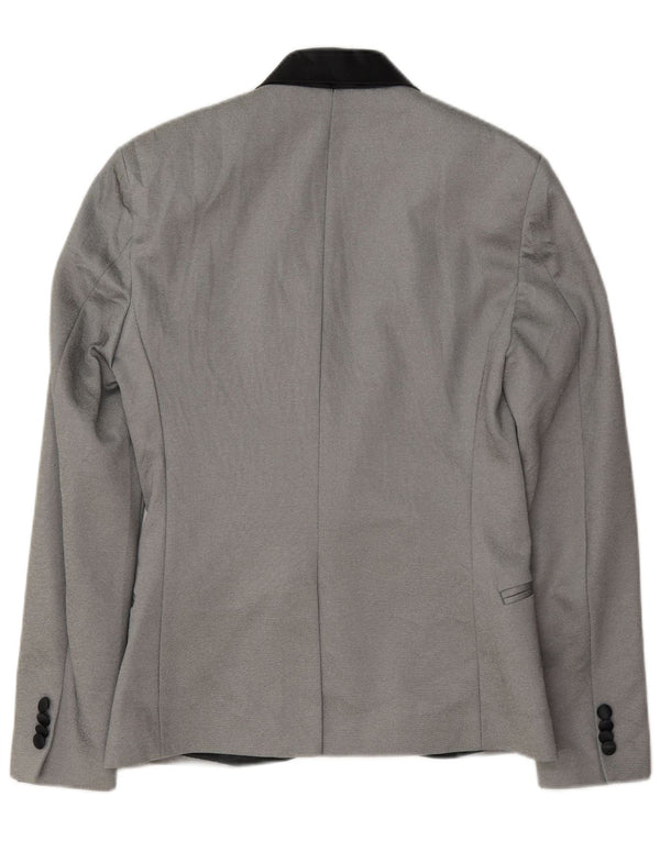 Zara Chaqueta tipo blazer con 1 botón para hombre UK 36 Small Gris Poliéster
