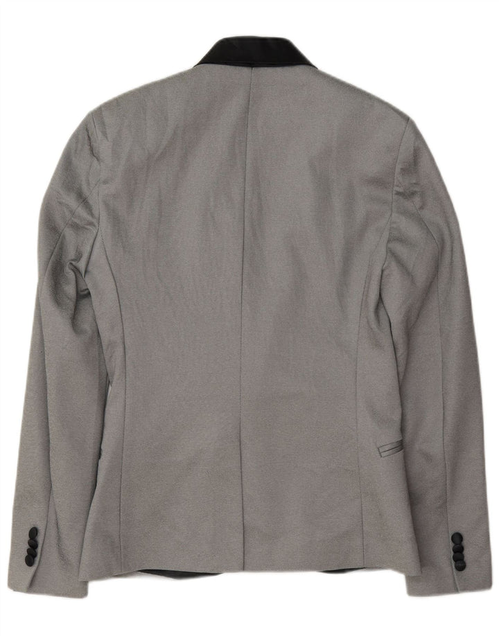 Zara Chaqueta tipo blazer con 1 botón para hombre UK 36 Small Gris Poliéster