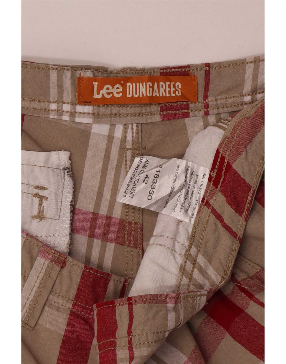 Lee Mens Cargo Shorts W42 2XL Gris Cuadros Algodón